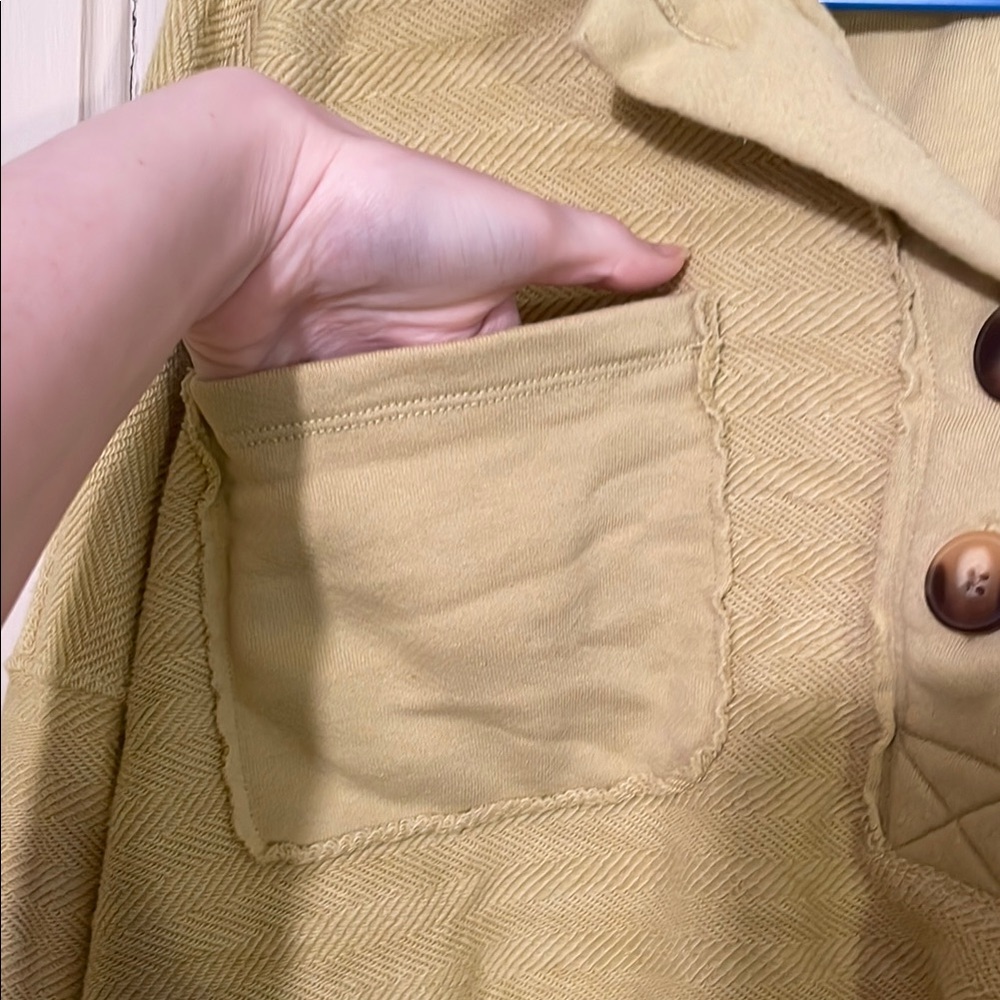 American Eagle Outfitters yellow/green Long Sleeve Button Down Shirt - Picture 3 of 8